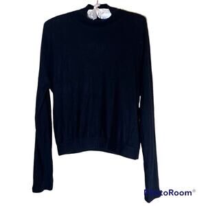 La La Land Creative Co Women's Black Ribbed Crop Top Sweater Sz Small NWT